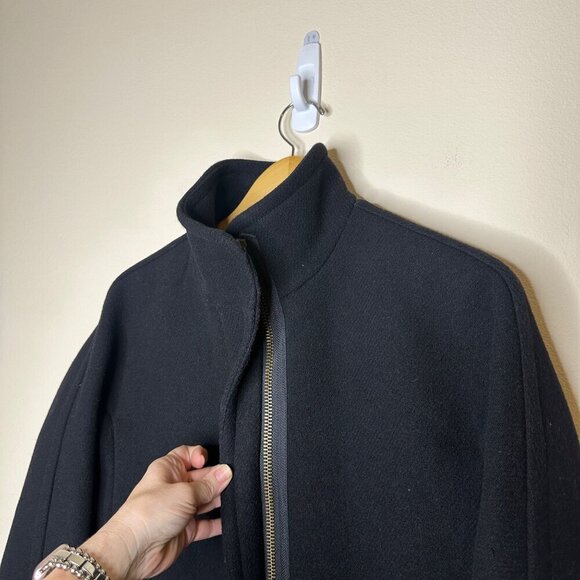 J. Crew Womens Wool Stadium Cloth Cocoon Coat Size 0 Black Capsule Minimalist - Picture 3 of 8